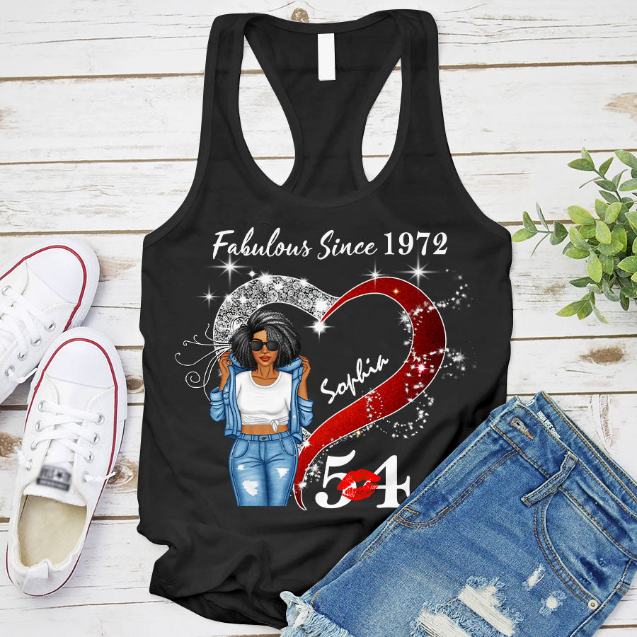 Custom Birthday Shirt, Her Gifts For 54 Years Old , Turning 54 Birthday Cotton Shirt, Fabulous Since 1972-TLQ