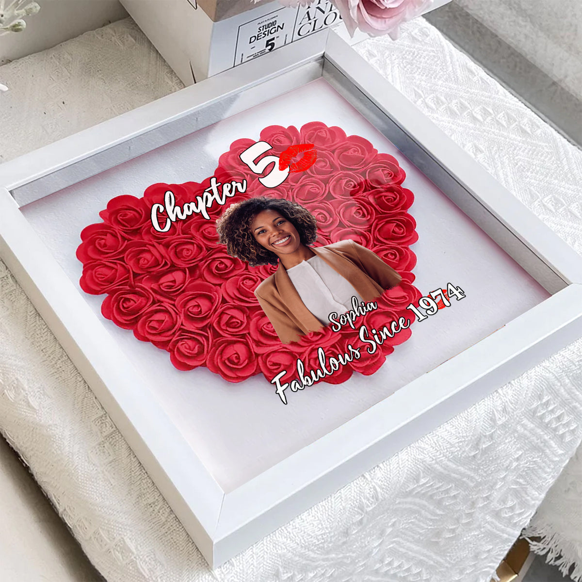 Personalized Flower Shadow Box - Gifts For Women Turning 50 - HMT