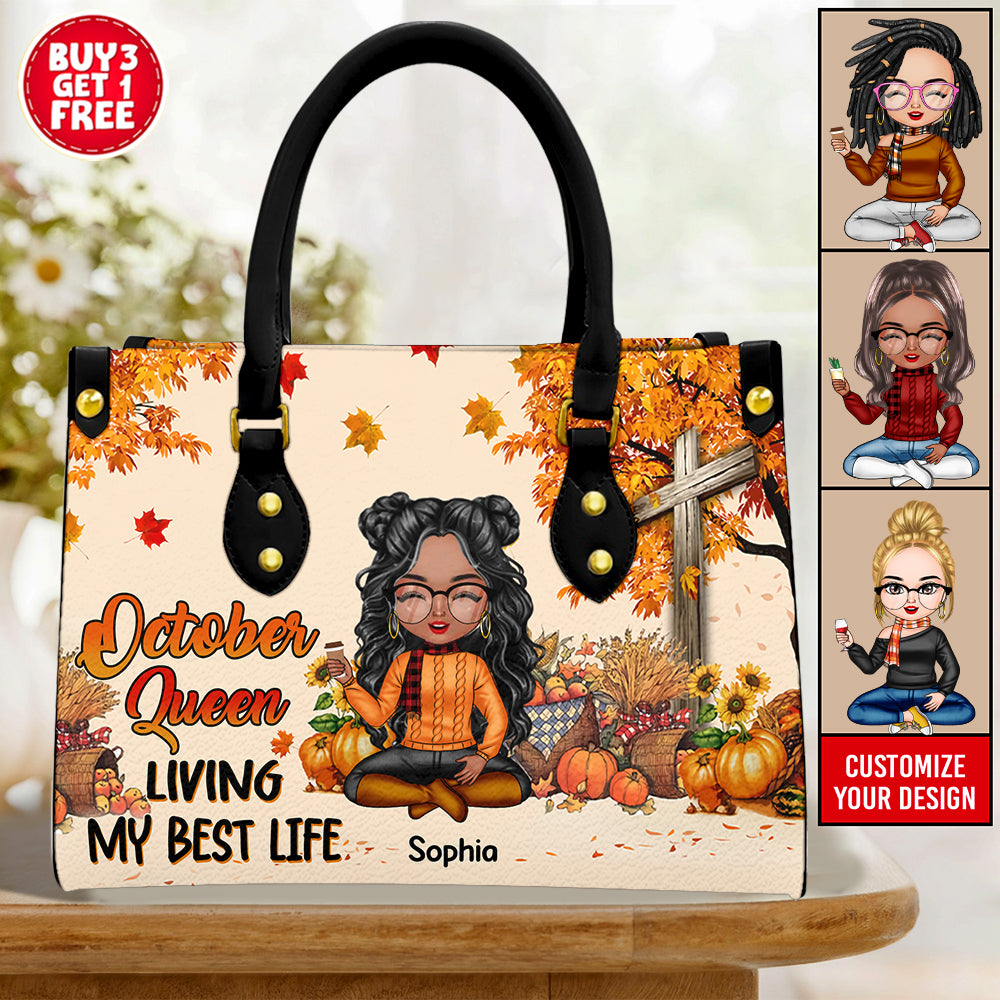 Personalized Leather Bag - Birthday, Handbag Personalized, Custom Birthday Gift, Queens Are Born In October