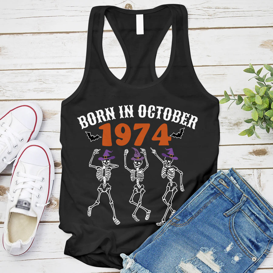 50th Birthday Shirts, 1974 Shirt, Custom Birthday Shirts, Turning 50 Shirt, queen was born in October, October shirts for Woman-YPT-TLQ