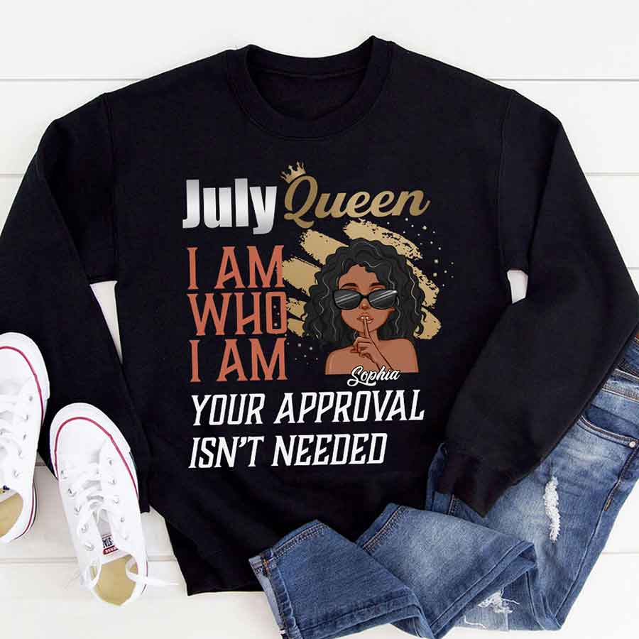 Custom July Birthday Shirt For Woman, Queens Are Born In July Gifts, Melanin Afro Woman Shirt, Black Girl Tee, Afro Queen Gift-YPT-ALK
