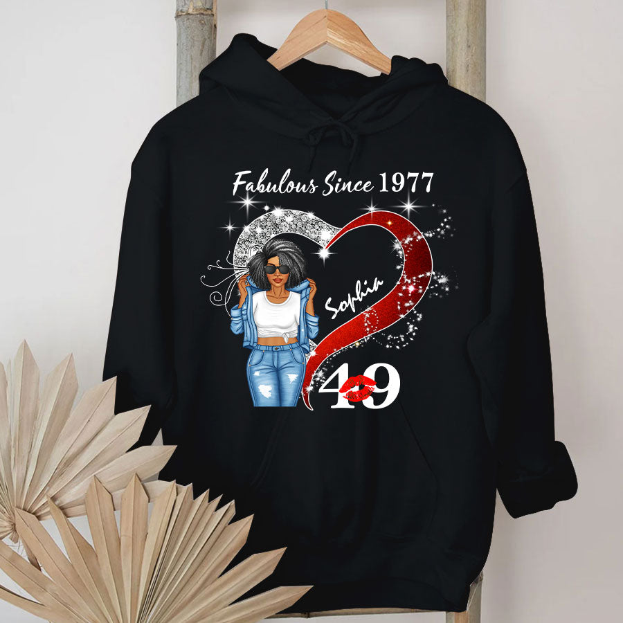 Custom Birthday Shirt, Her Gifts For 49 Years Old , Turning 49 Birthday Cotton Shirt, Fabulous Since 1977 - TLQ
