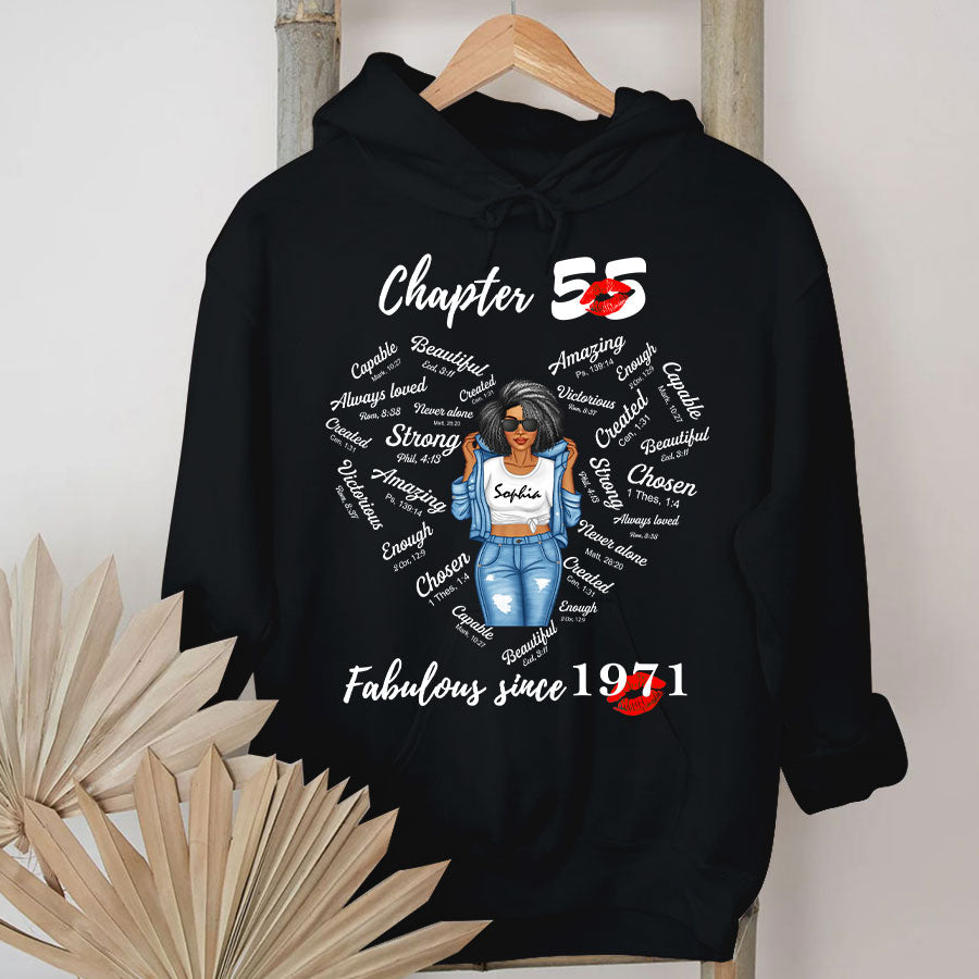 Chapter 55, Fabulous Since 1971 55th Birthday Unique T Shirt For Woman, Her Gifts For 55 Years Old , Turning 55 Birthday Cotton Shirt-TLQ
