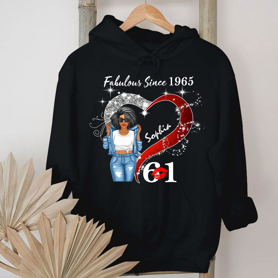 Custom Birthday Shirt, Her Gifts For 61 Years Old , Turning 61 Birthday Cotton Shirt, Fabulous Since 1965-TLQ