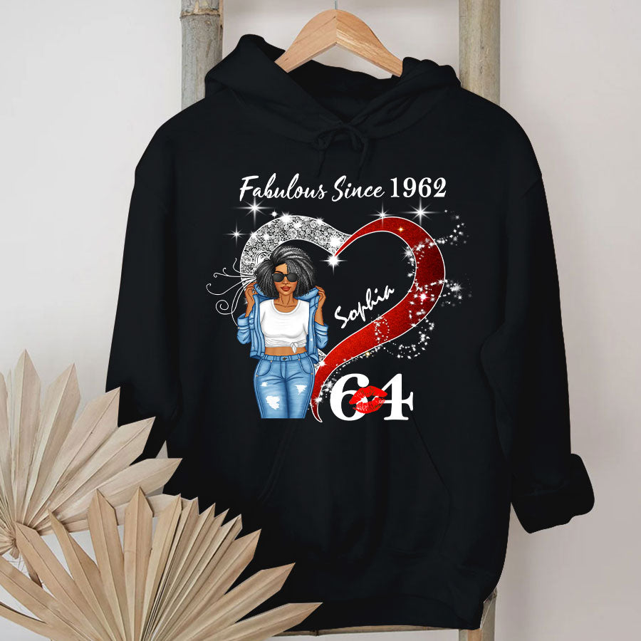 Custom Birthday Shirt, Her Gifts For 64 Years Old , Turning 64 Birthday Cotton Shirt, Fabulous Since 1962-TLQ