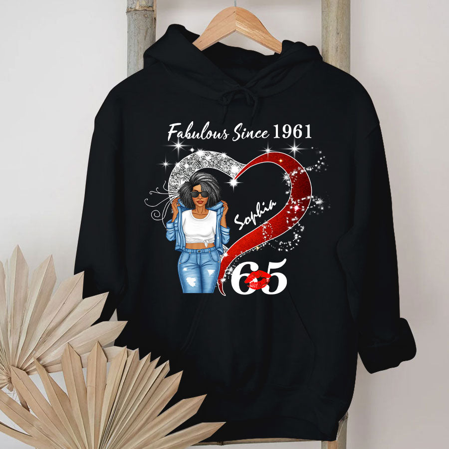 Custom Birthday Shirt, Her Gifts For 65 Years Old , Turning 65 Birthday Cotton Shirt, Fabulous Since 1961-TLQ
