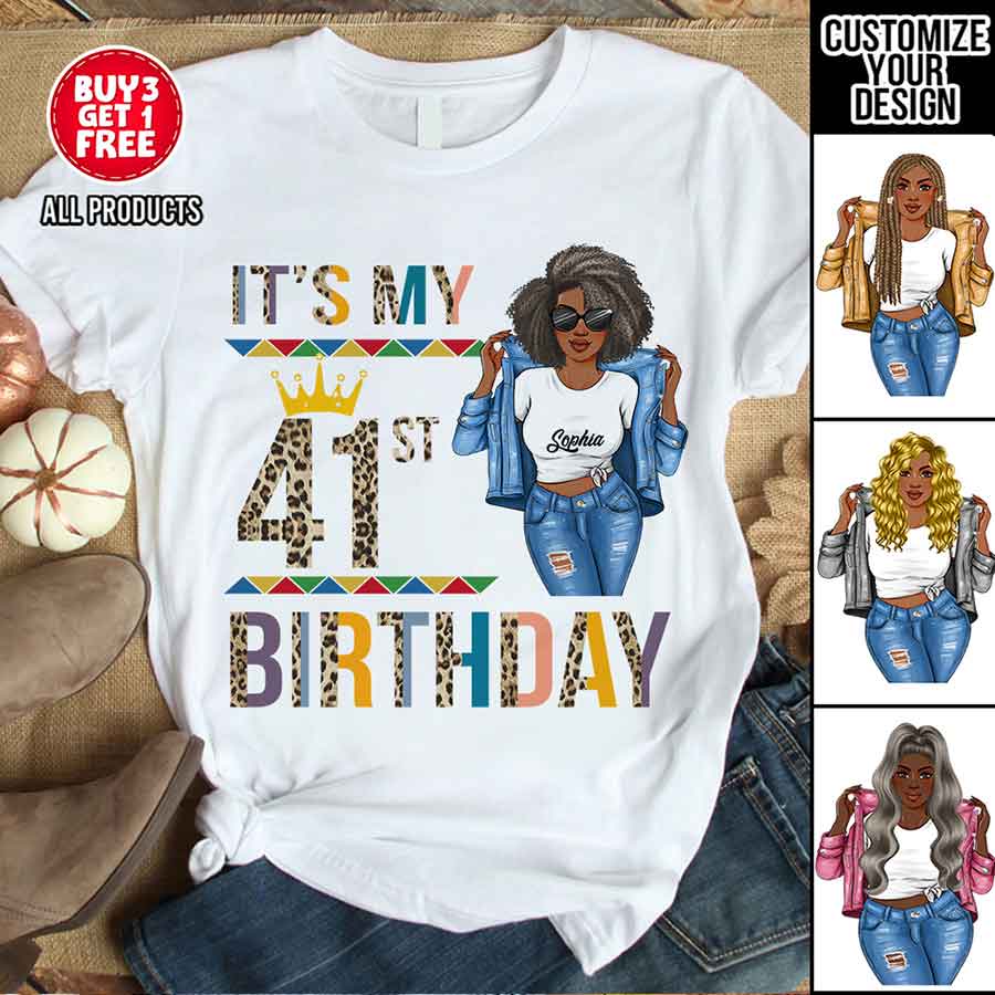 Personalized 41st birthday shirts for her, 41 and fabulous shirt, 41st birthday shirt ideas, gift ideas 41st birthday woman-YPT-HCT