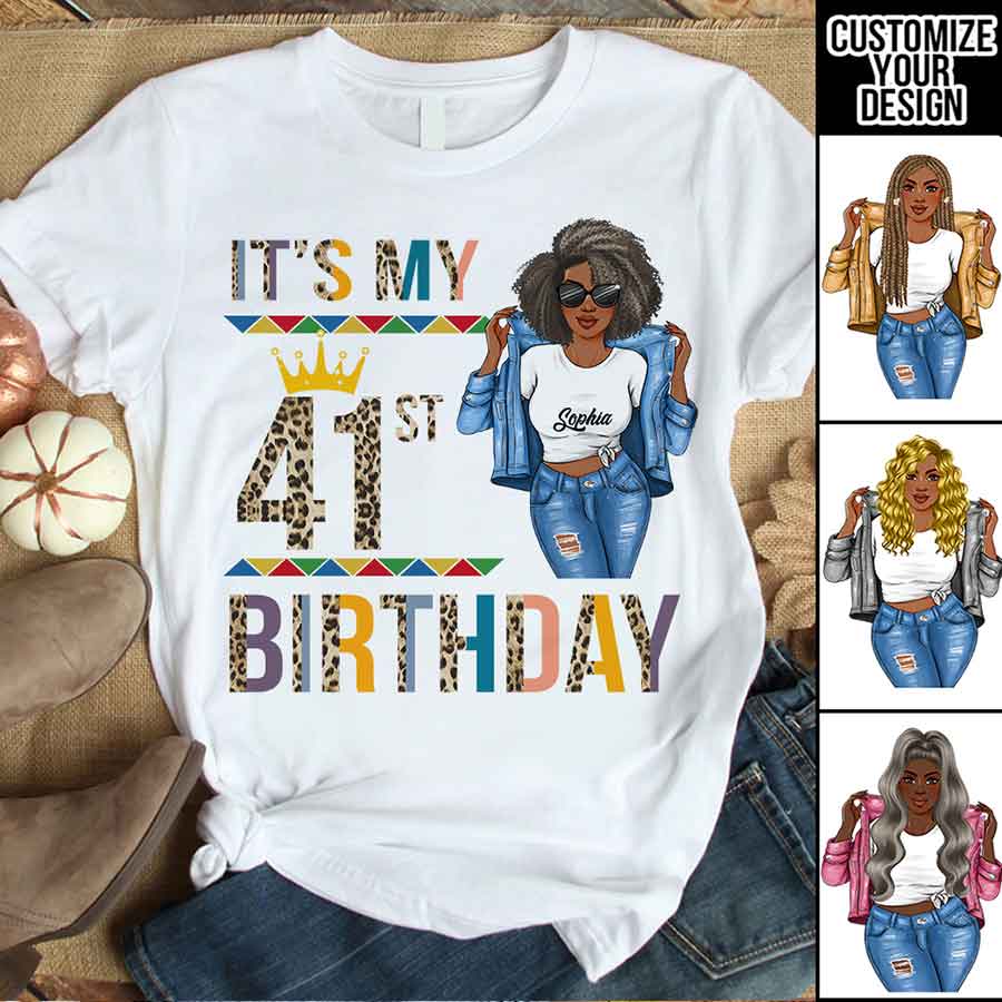 Personalized 41st birthday shirts for her, 41 and fabulous shirt, 41st birthday shirt ideas, gift ideas 41st birthday woman-YPT-HCT