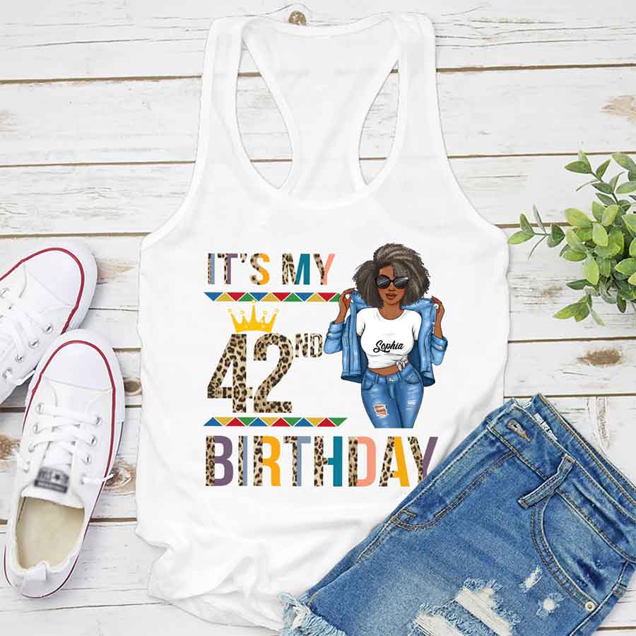 Personalized 42nd Birthday Shirts, Custom Birthday Shirts, Turning 42 Shirt, Gifts For Women Turning 42, 42 And Fabulous Shirt, 42nd Birthday Shirts For Her-YPT-HCT