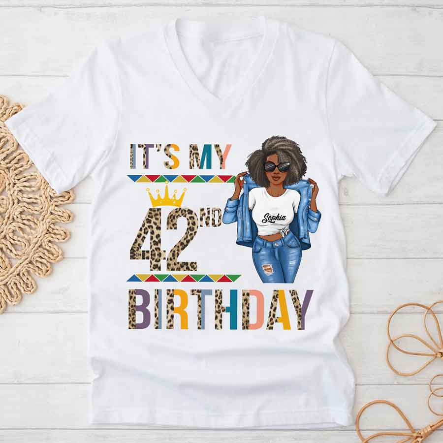 Personalized 42nd Birthday Shirts, Custom Birthday Shirts, Turning 42 Shirt, Gifts For Women Turning 42, 42 And Fabulous Shirt, 42nd Birthday Shirts For Her-YPT-HCT