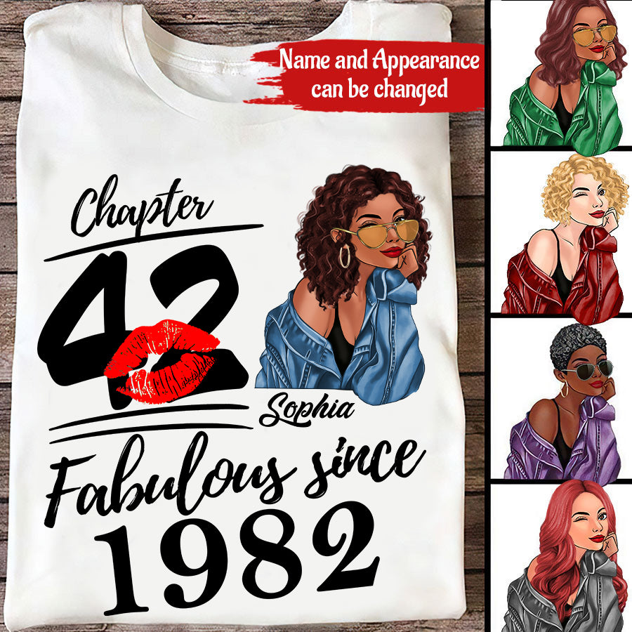 Chapter 42, Fabulous Since 1982 42th Birthday Unique T Shirt For Woman, Custom Birthday Shirt, Her Gifts For 42 Years Old , Turning 42 Birthday Cotton Shirt - HCT