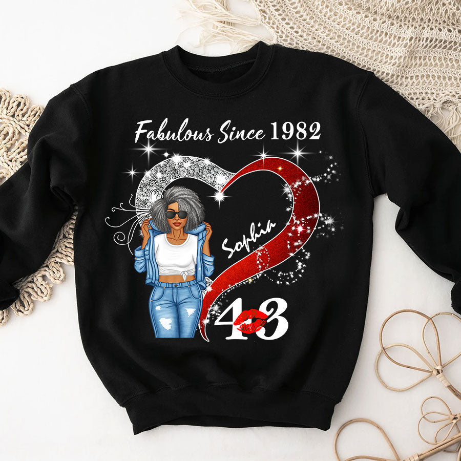 Custom Birthday Shirt, Her Gifts For 43 Years Old , Turning 43 Birthday Cotton Shirt, Fabulous Since 1982 - TLQ