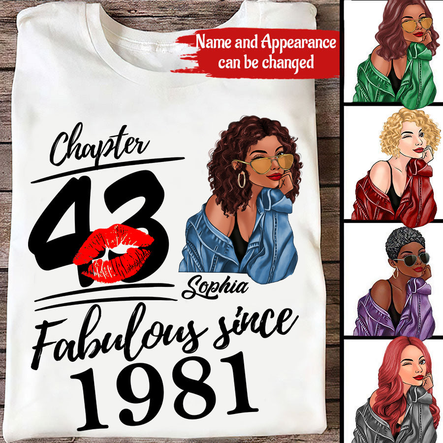 Chapter 43, Fabulous Since 1981 43th Birthday Unique T Shirt For Woman, Custom Birthday Shirt, Her Gifts For 43 Years Old , Turning 43 Birthday Cotton Shirt - HCT