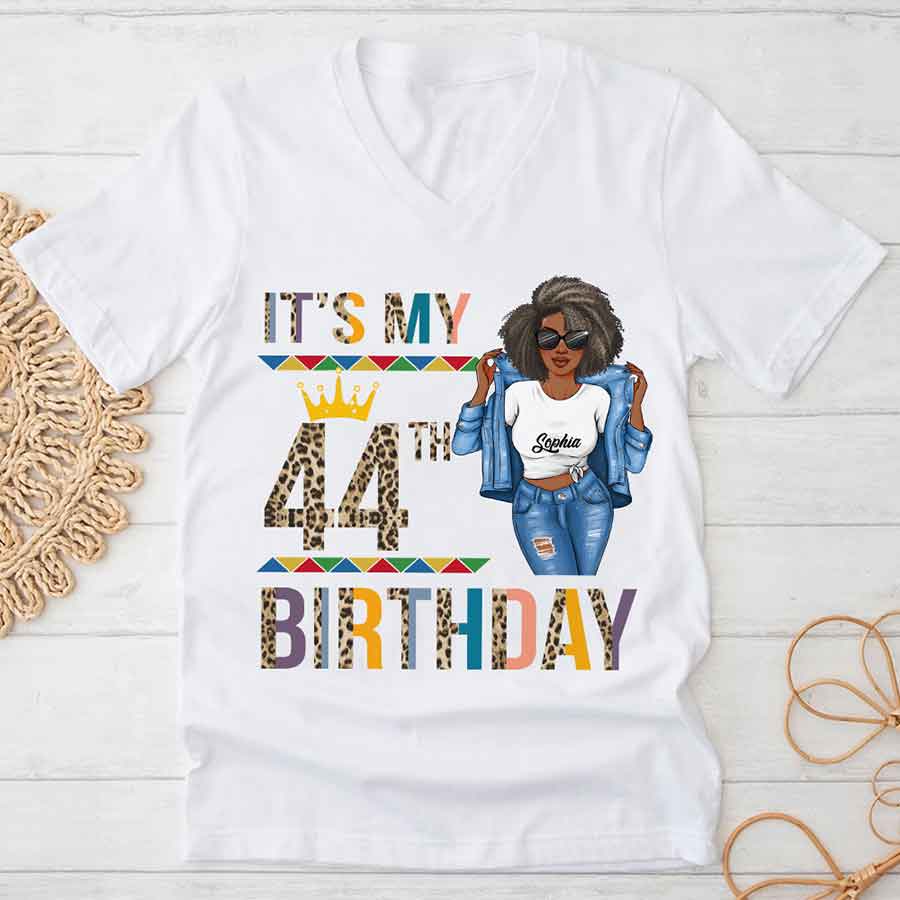 Personalized 44th Birthday Shirts, Custom Birthday Shirts, Turning 44 Shirt, Gifts For Women Turning 44, 44 And Fabulous Shirt, 44th Birthday Shirts For Her, It&#39;s My 44 Birthday-YPT-HCT