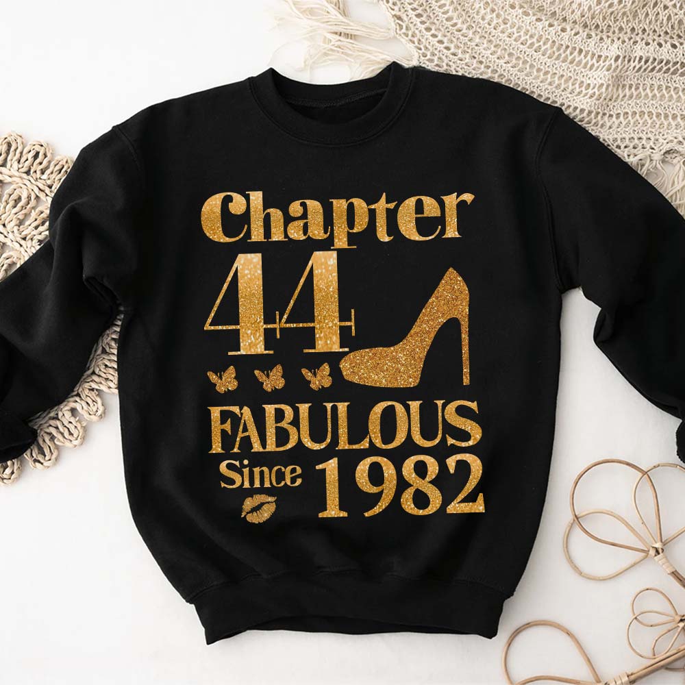 Chapter 44, Fabulous Since 1982 44th Birthday Unique T Shirt For Woman, Her Gifts For 44 Years Old , Turning 44 Birthday Cotton Shirt