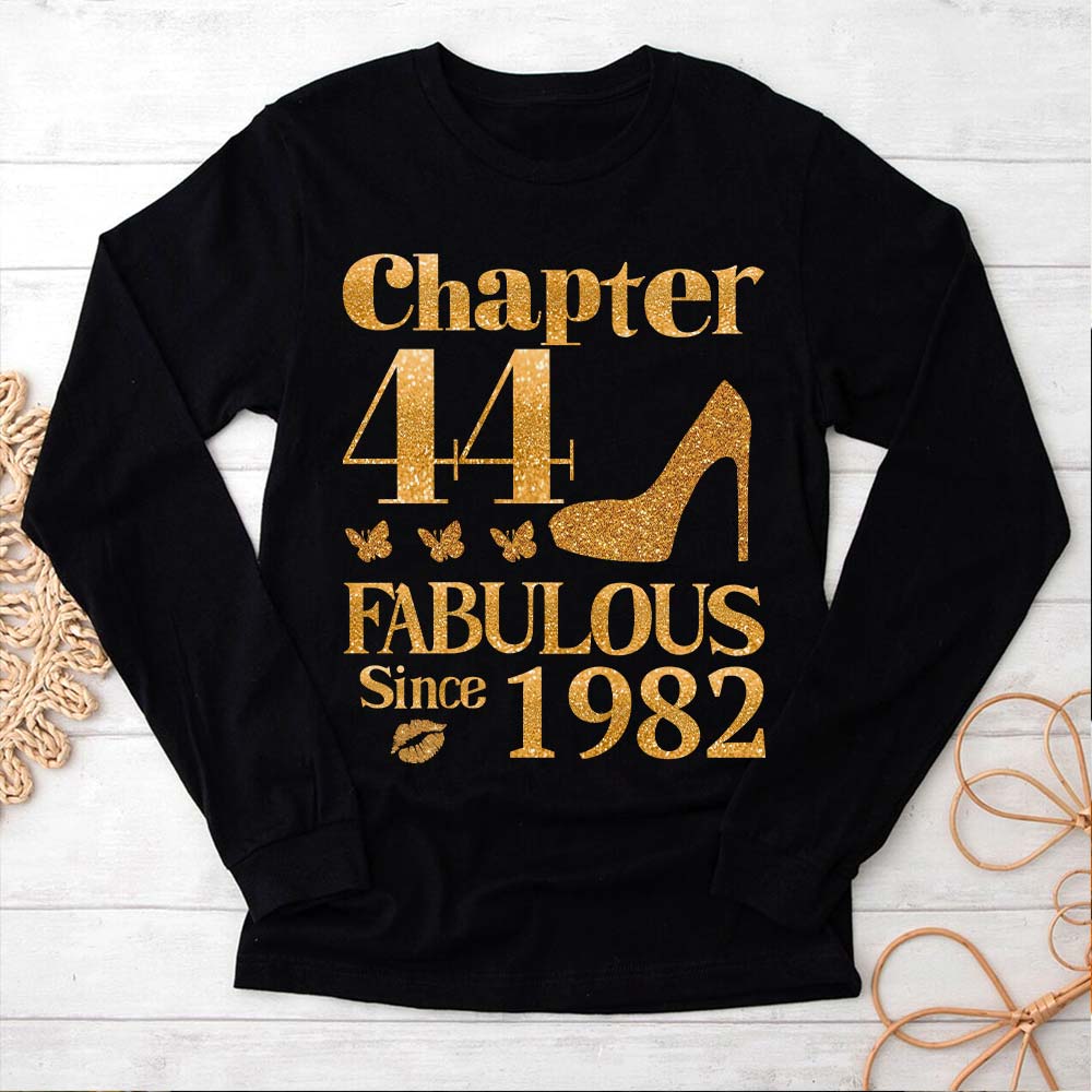 Chapter 44, Fabulous Since 1982 44th Birthday Unique T Shirt For Woman, Her Gifts For 44 Years Old , Turning 44 Birthday Cotton Shirt