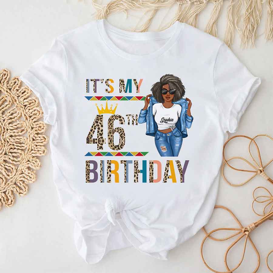 Personalized 46th birthday shirts for her, Personalised 46th birthday gifts, 46 and fabulous shirt, 46th birthday shirt ideas, gift ideas 46th birthday woman-YPT-HCT