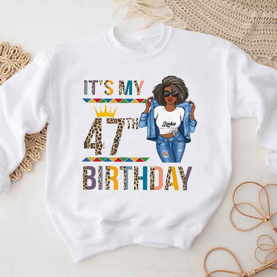 Personalized 47th Birthday Shirts, Custom Birthday Shirts, Turning 47 Shirt, Gifts For Women Turning 47, 47 And Fabulous Shirt, 47th Birthday Shirts For Her-YPT-HCT