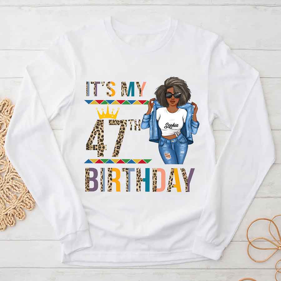 Personalized 47th Birthday Shirts, Custom Birthday Shirts, Turning 47 Shirt, Gifts For Women Turning 47, 47 And Fabulous Shirt, 47th Birthday Shirts For Her-YPT-HCT