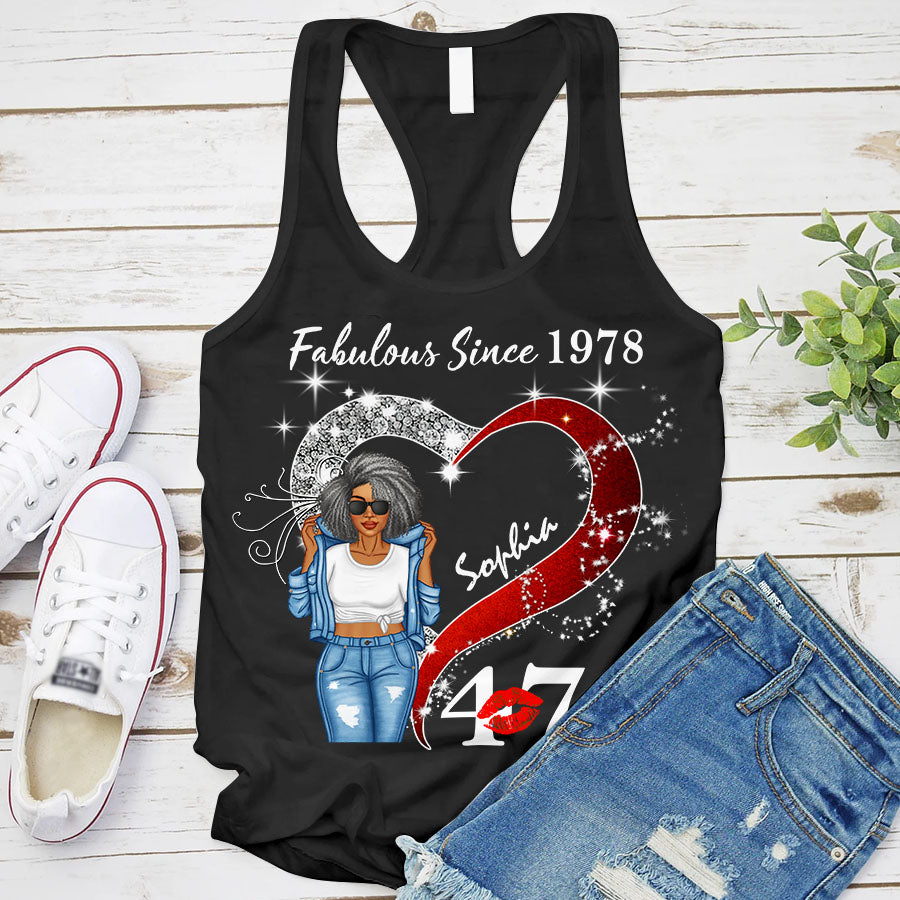 Custom Birthday Shirt, Her Gifts For 47 Years Old , Turning 47 Birthday Cotton Shirt, Fabulous Since 1978 - TLQ