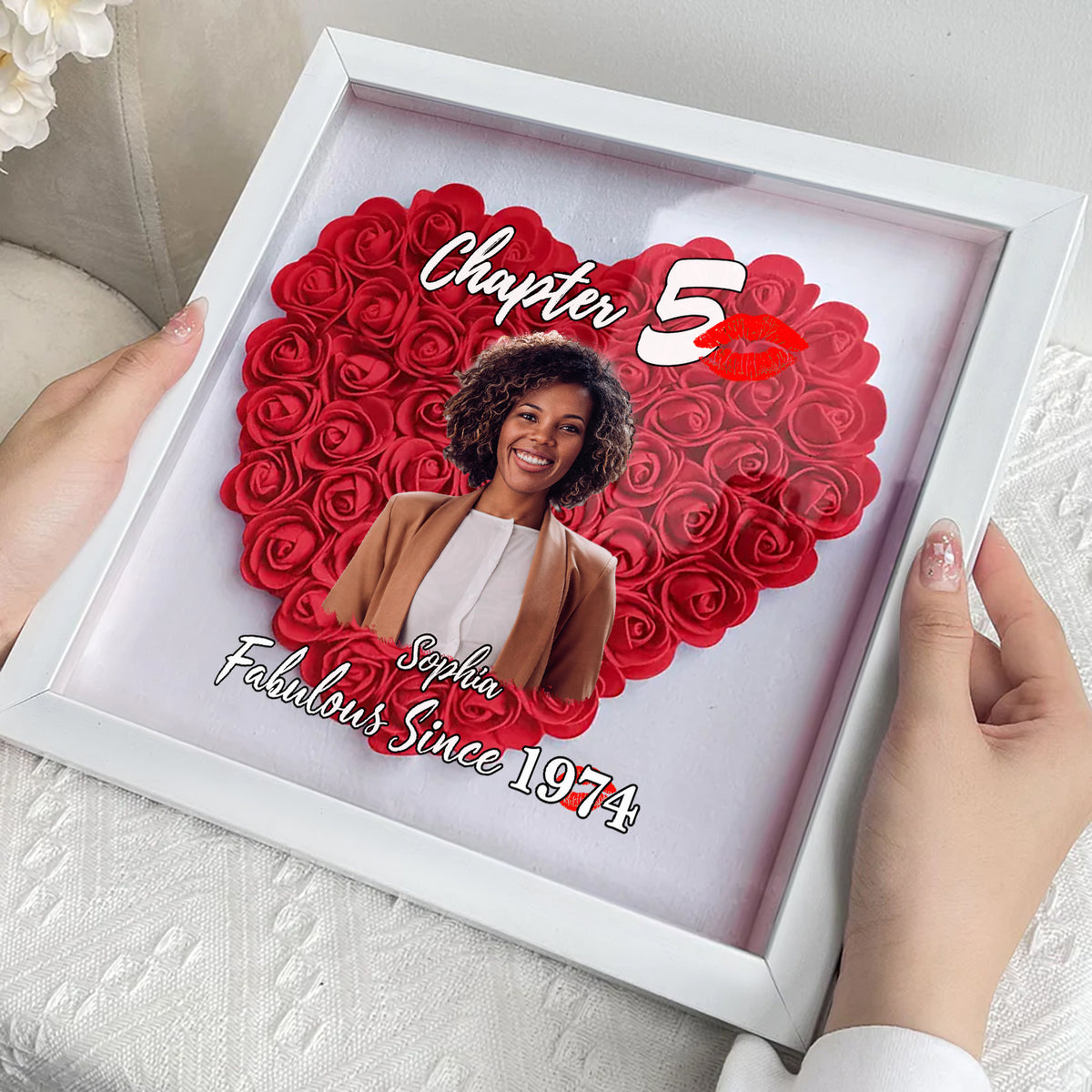 Personalized Flower Shadow Box - Gifts For Women Turning 50 - HMT