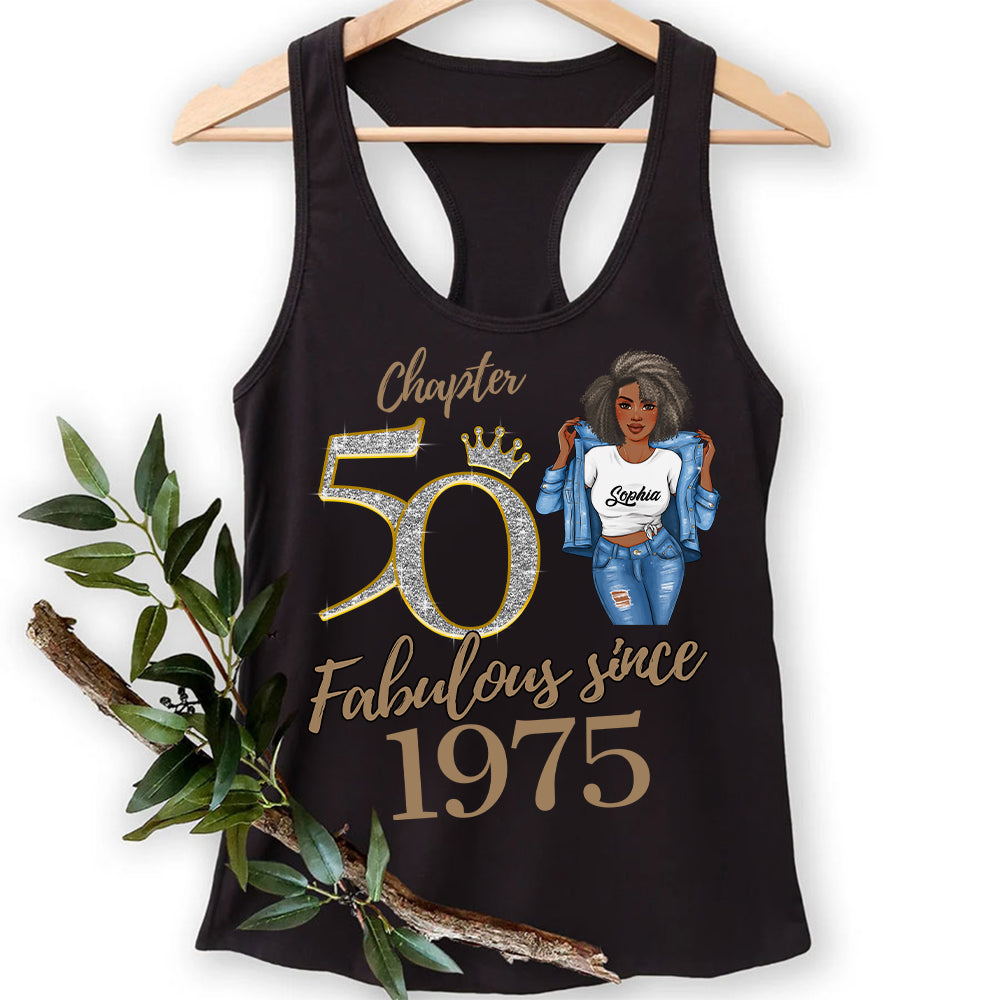 Chapter 50, Fabulous Since 1975 50th Birthday Unique T Shirt For Woman, Custom Birthday Shirt, Her Gifts For 50 Years Old , Turning 50 Birthday Cotton Shirt -YPT-HCT