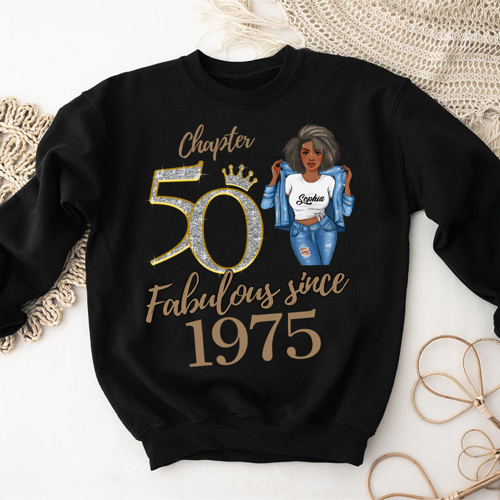 Chapter 50, Fabulous Since 1975 50th Birthday Unique T Shirt For Woman, Custom Birthday Shirt, Her Gifts For 50 Years Old , Turning 50 Birthday Cotton Shirt -YPT-HCT