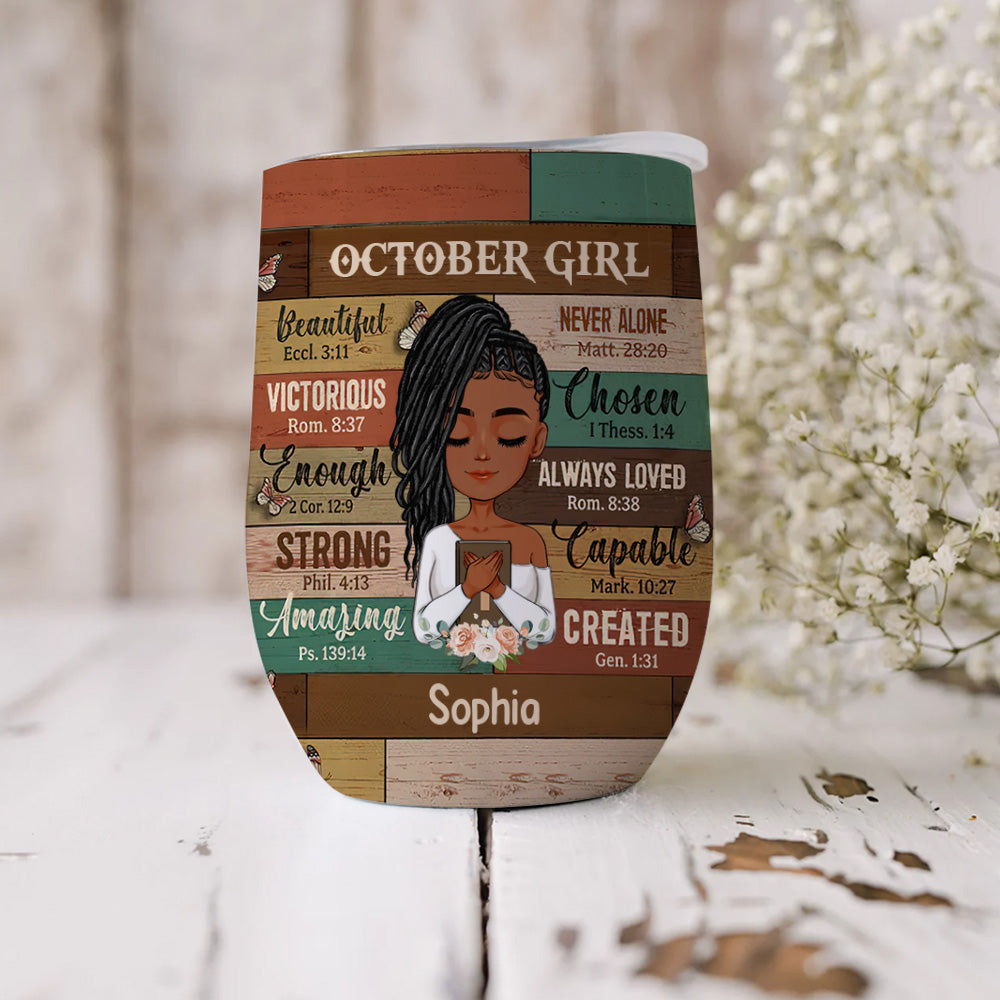 Personalized Wine Tumbler - Birthday Gift For October Queen, October Birthday Gifts, October Birthday Gift Idea For Her