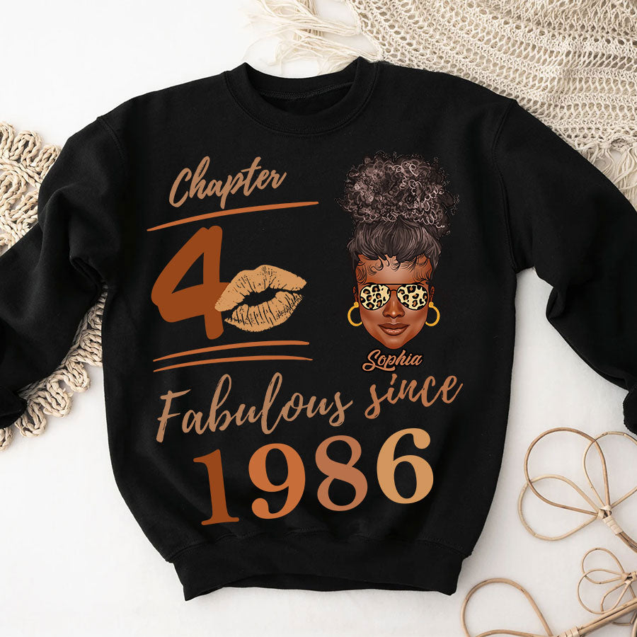Chapter 40, Fabulous Since 1986 40th Birthday Unique T Shirt For Woman, Her Gifts For 40 Years Old , Turning 40 Birthday Cotton Shirt TLQ