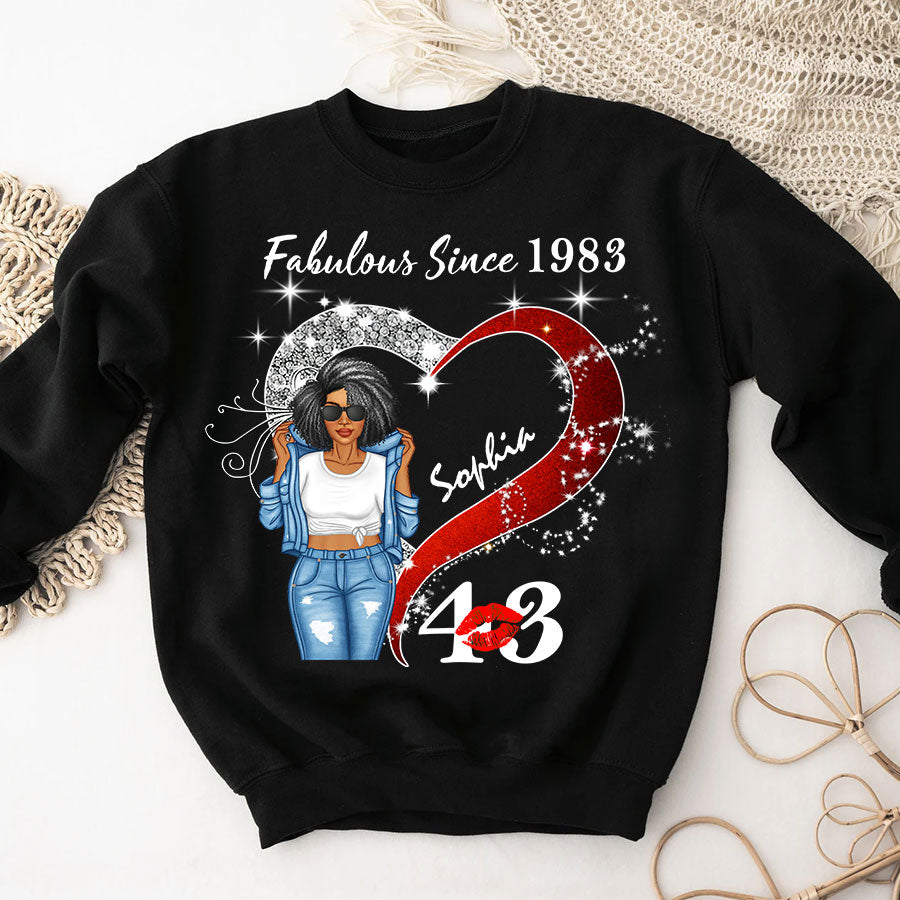 Custom Birthday Shirt, Her Gifts For 43 Years Old , Turning 43 Birthday Cotton Shirt, Fabulous Since 1983 - TLQ
