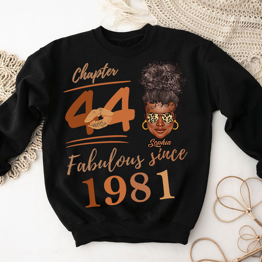 Chapter 44, Fabulous Since 1981 44th Birthday Unique T Shirt For Woman, Her Gifts For 44 Years Old , Turning 44 Birthday Cotton Shirt TLQ