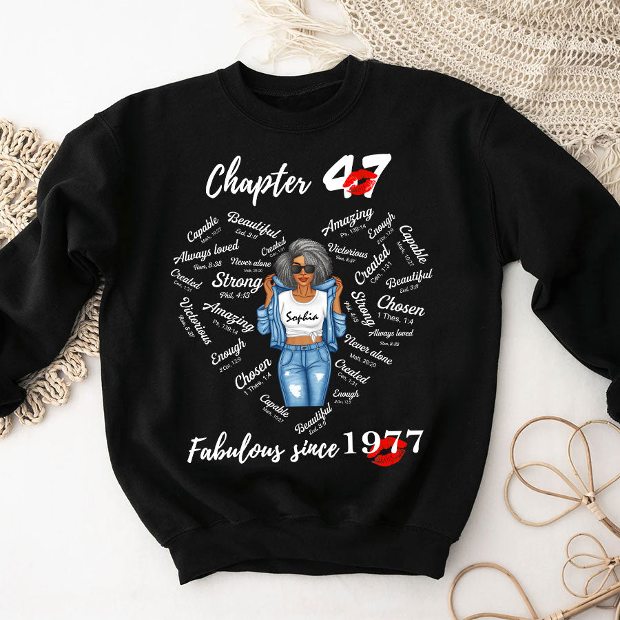 Chapter 47, Fabulous Since 1977 47th Birthday Unique T Shirt For Woman, Her Gifts For 47 Years Old , Turning 47 Birthday Cotton Shirt-TLQ