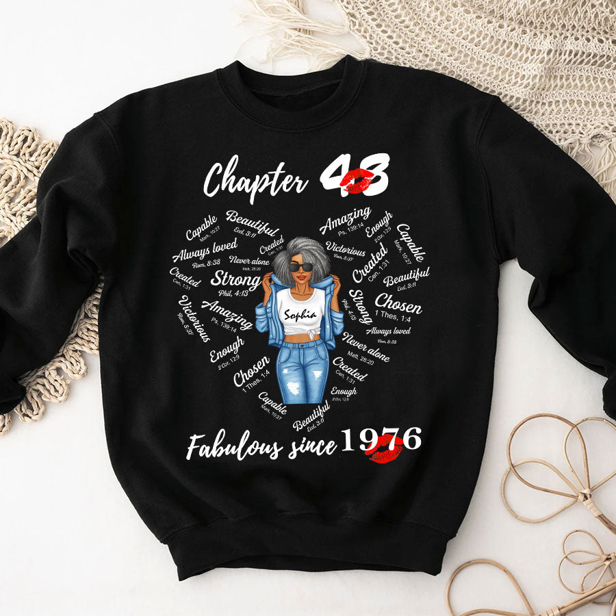 Chapter 48, Fabulous Since 1976 48th Birthday Unique T Shirt For Woman, Her Gifts For 48 Years Old , Turning 48 Birthday Cotton Shirt-TLQ
