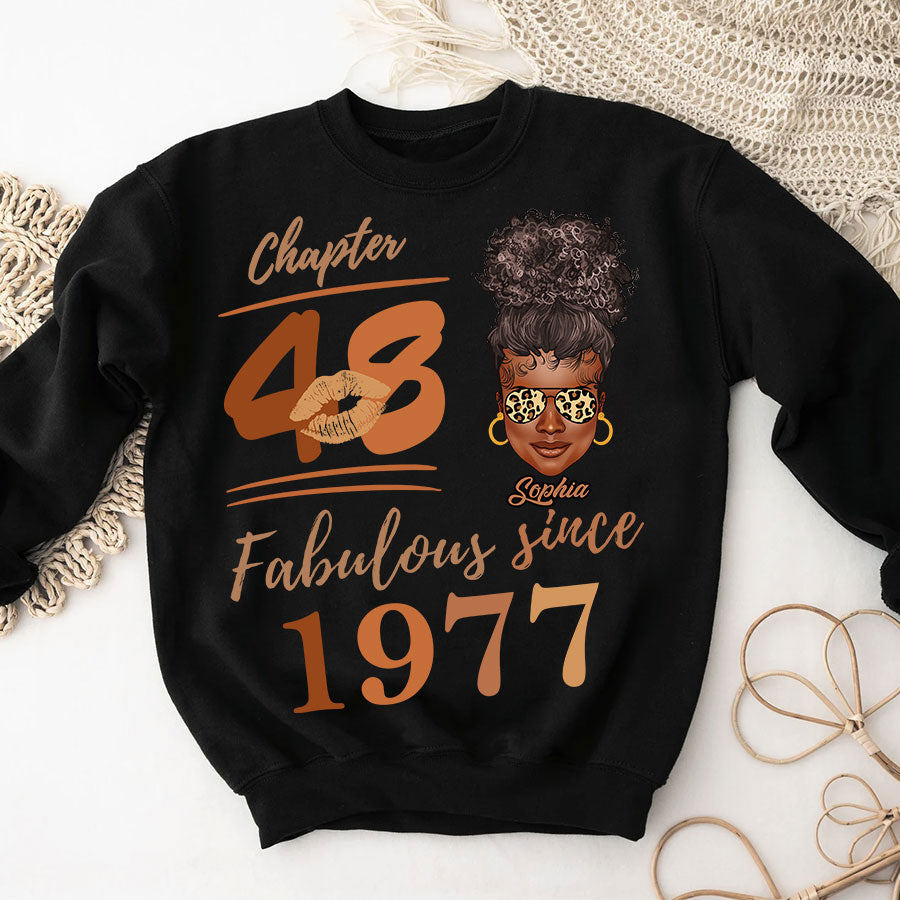 Chapter 48, Fabulous Since 1977 48th Birthday Unique T Shirt For Woman, Her Gifts For 48 Years Old , Turning 48 Birthday Cotton Shirt TLQ