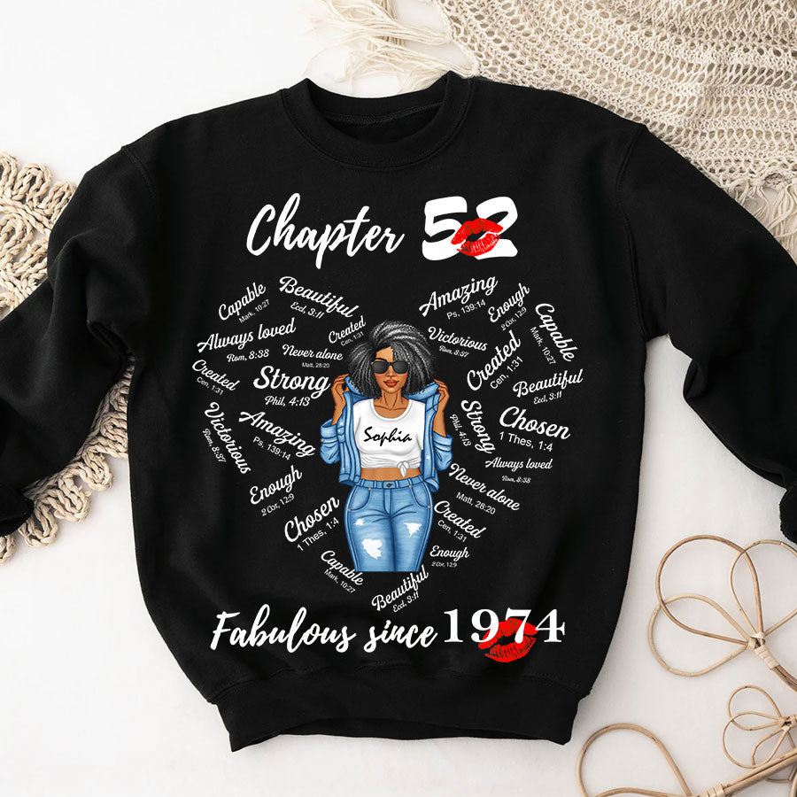 Chapter 52, Fabulous Since 1974 52nd Birthday Unique T Shirt For Woman, Her Gifts For 52 Years Old , Turning 52 Birthday Cotton Shirt-TLQ