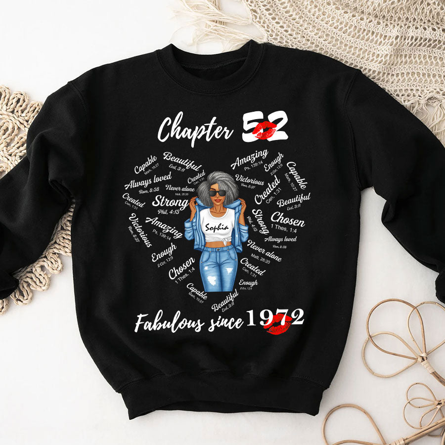 Chapter 52, Fabulous Since 1972 52nd Birthday Unique T Shirt For Woman, Her Gifts For 52 Years Old , Turning 52 Birthday Cotton Shirt-TLQ
