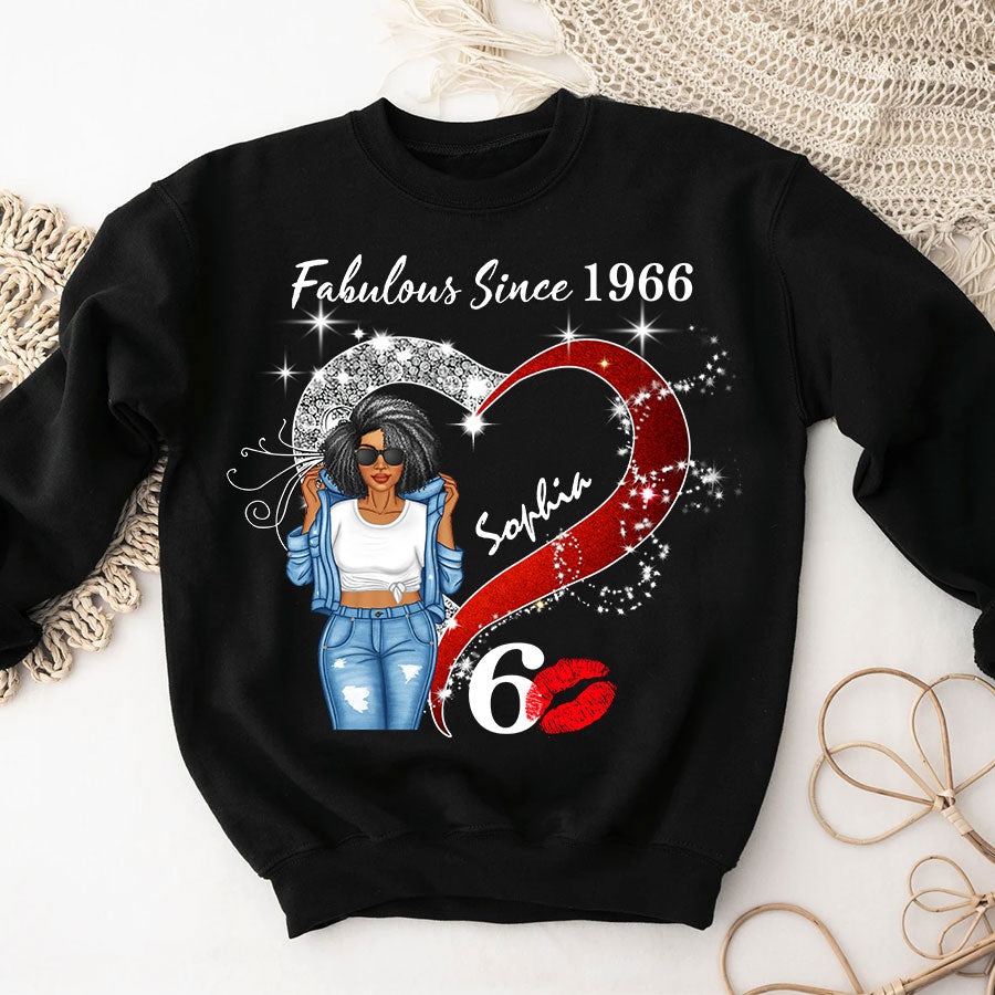 Custom Birthday Shirt, Her Gifts For 60 Years Old , Turning 60 Birthday Cotton Shirt, Fabulous Since 1966-TLQ