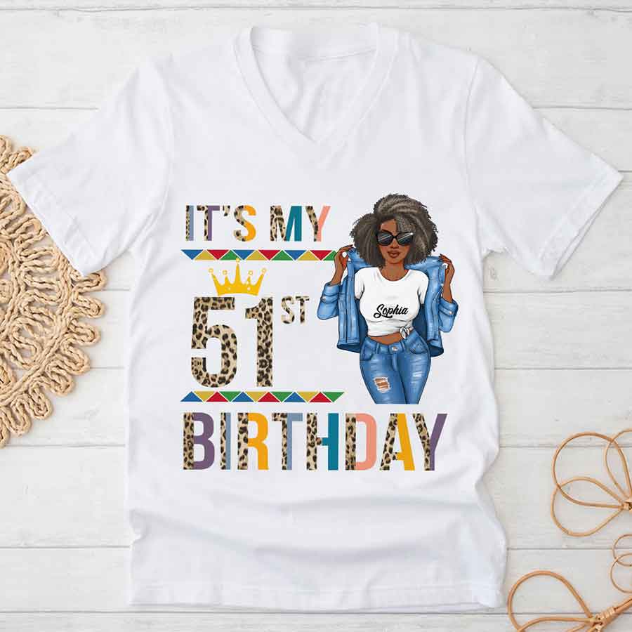 Personalized 51st Birthday Shirts, Custom Birthday Shirts, Turning 51 Shirt, Gifts For Women Turning 51, 51 And Fabulous Shirt, 51st Birthday Shirts For Her-YPT-HCT