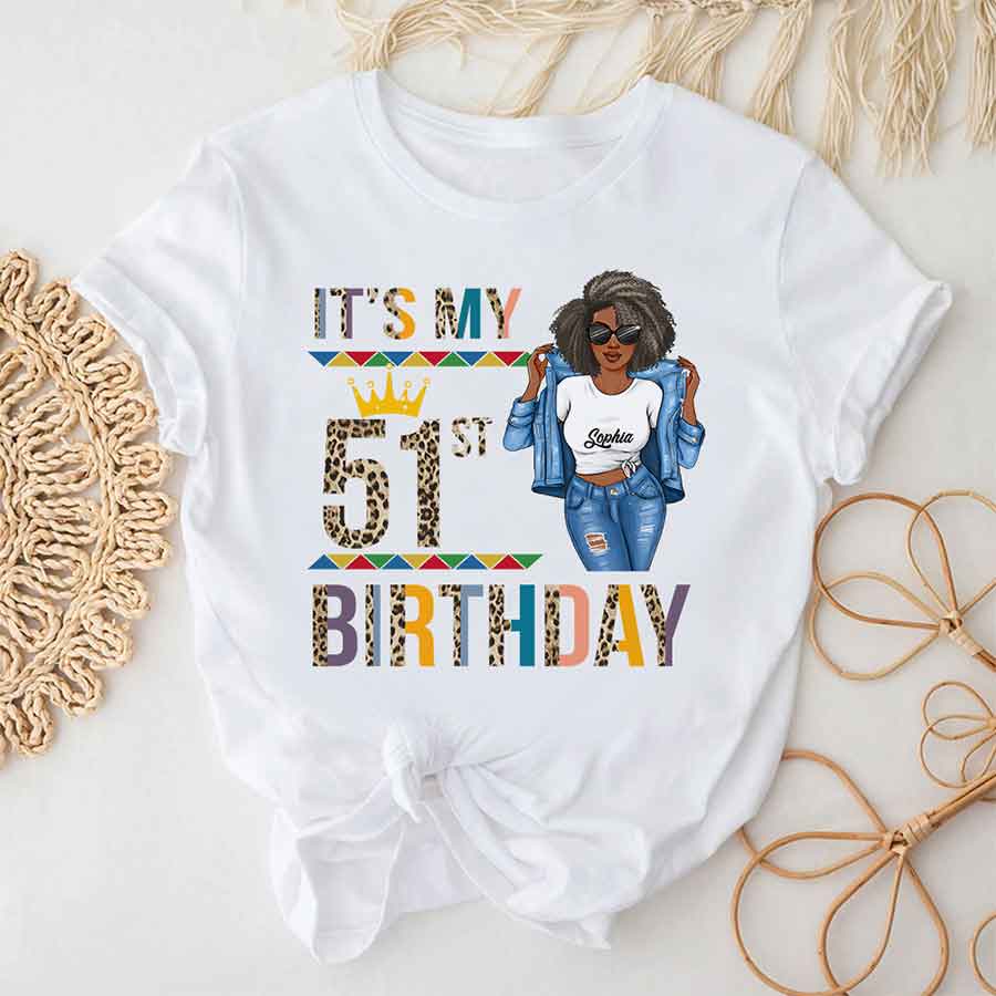 Personalized 51st Birthday Shirts, Custom Birthday Shirts, Turning 51 Shirt, Gifts For Women Turning 51, 51 And Fabulous Shirt, 51st Birthday Shirts For Her-YPT-HCT