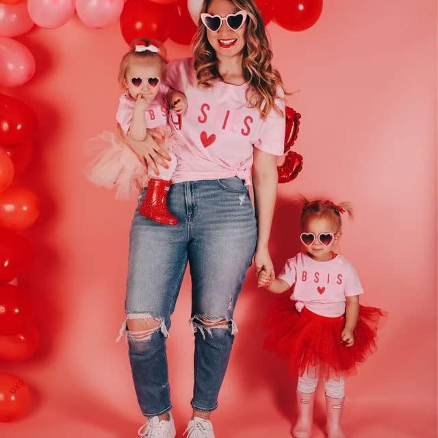 ASTANFY Mommy and Me Matching Outfits Valentine Shirts Women Besties Tshirt Love Heart Baby-Girls Outfit
