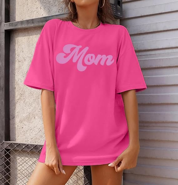Women Oversized Mama Shirts Mom Letter Print Shirt Mama Gift Tees Mother\u2019s Day T Shirt Mommy Casual Short Sleeve Tops