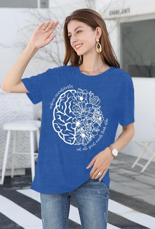 Ascrazy Autism Awareness Shirt for Women Autism Acceptance Love Tshirt Inspirational Neurodiversity Tee Top