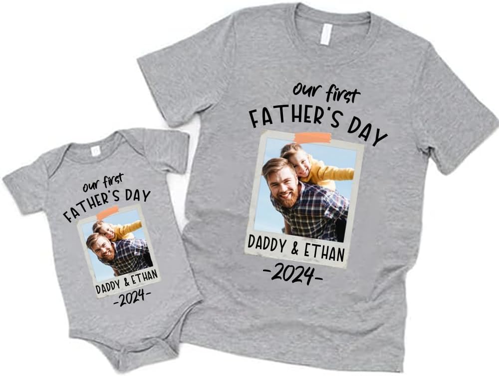 Personalized First Fathers Day Shirt, dad and Baby Matching Outfits, dad and Son Matching Shirts, Fathers Day Shirt