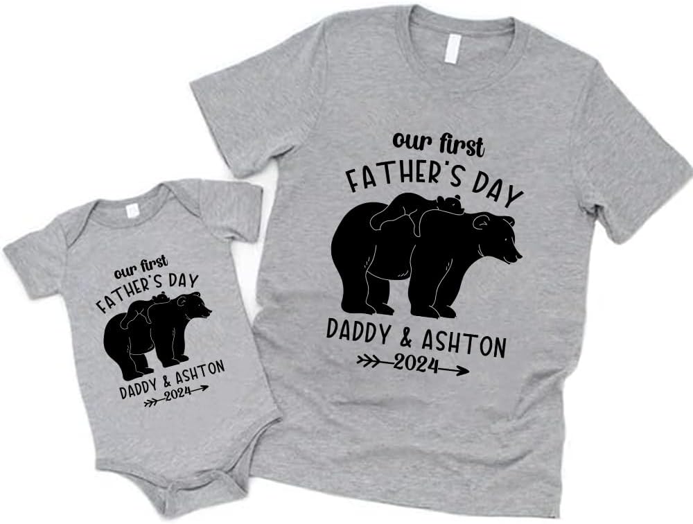 Personalized First Fathers Day Shirt, dad and Baby Matching Outfits, dad and Son Matching Shirts, Fathers Day Shirt