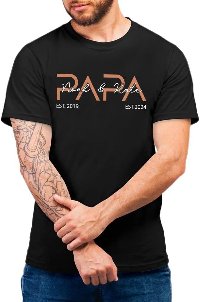 Personalized Shirt for Dad Shirt with Kids, Gifts for Dad Papa Shirts, Fathers Day Birthday Gifts, Gifts for Men Shirt