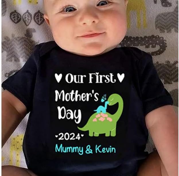 ParaDecor Our First Mothers Day Matching Shirts, Our First Mother&#39;s Day Together, Personalized Baby Onesie, Gifts for Mom