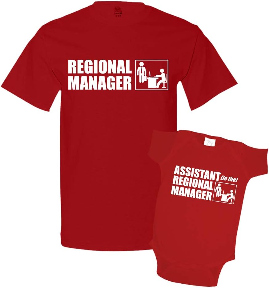 Regional Manager\/Assistant Combo Matching Dad Baby Shirts or Bodysuit