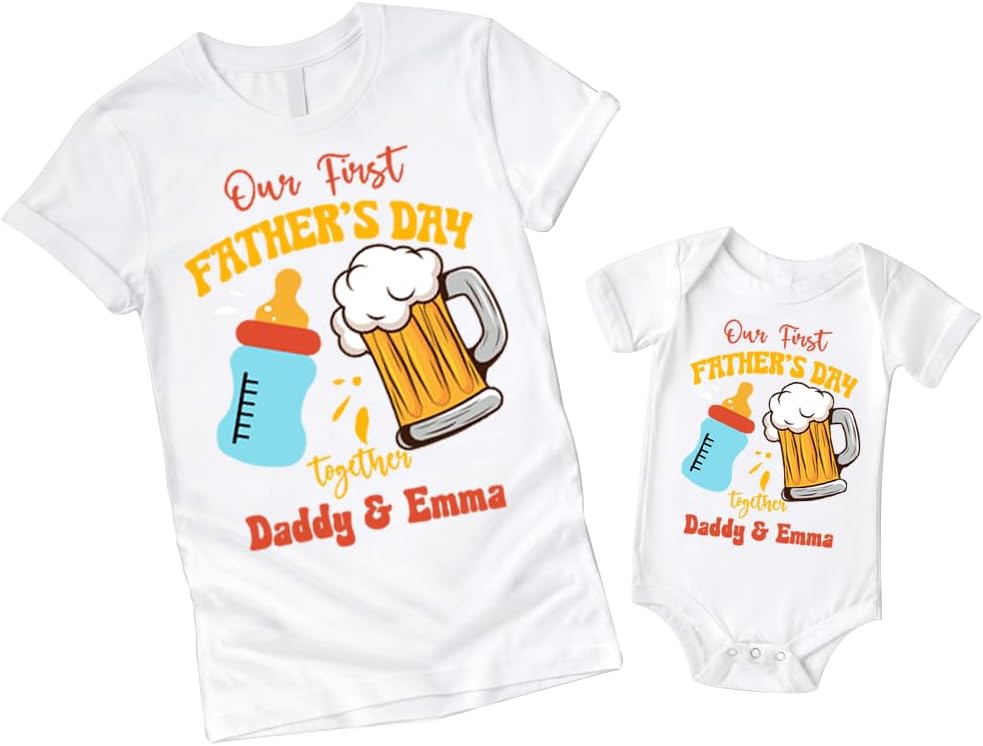 Personalized First Fathers Day Shirt, dad and Baby Matching Outfits, dad and Son Matching Shirts, Fathers Day Shirt