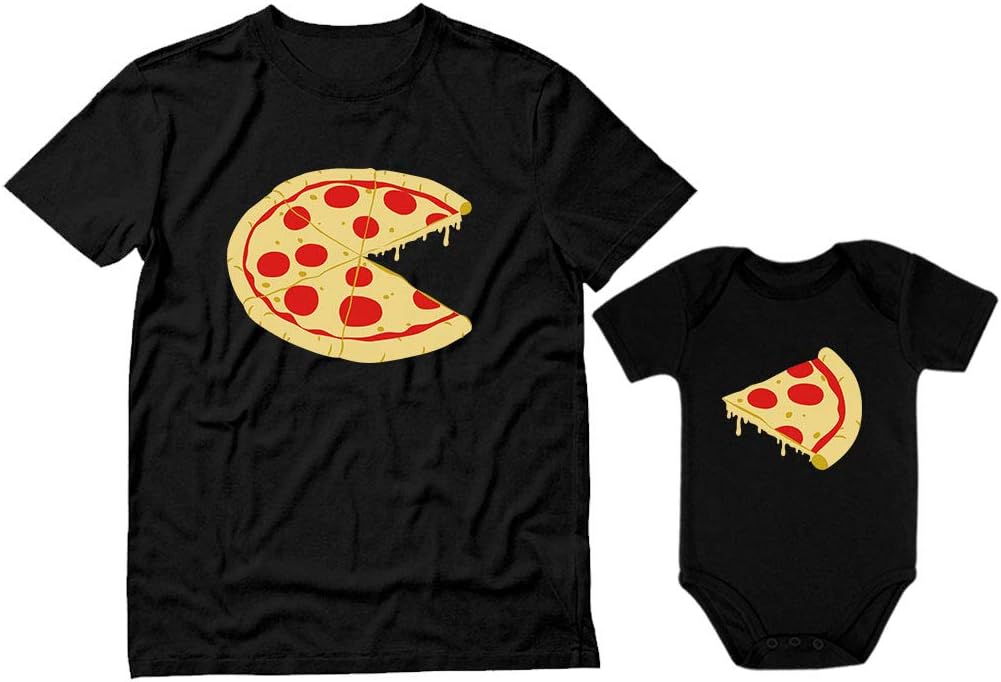 Pizza Pie &amp; Slice Fathers Day Daddy and Me Outfits Gifts for New Dads Matching Dad Shirt Baby Bodysuit