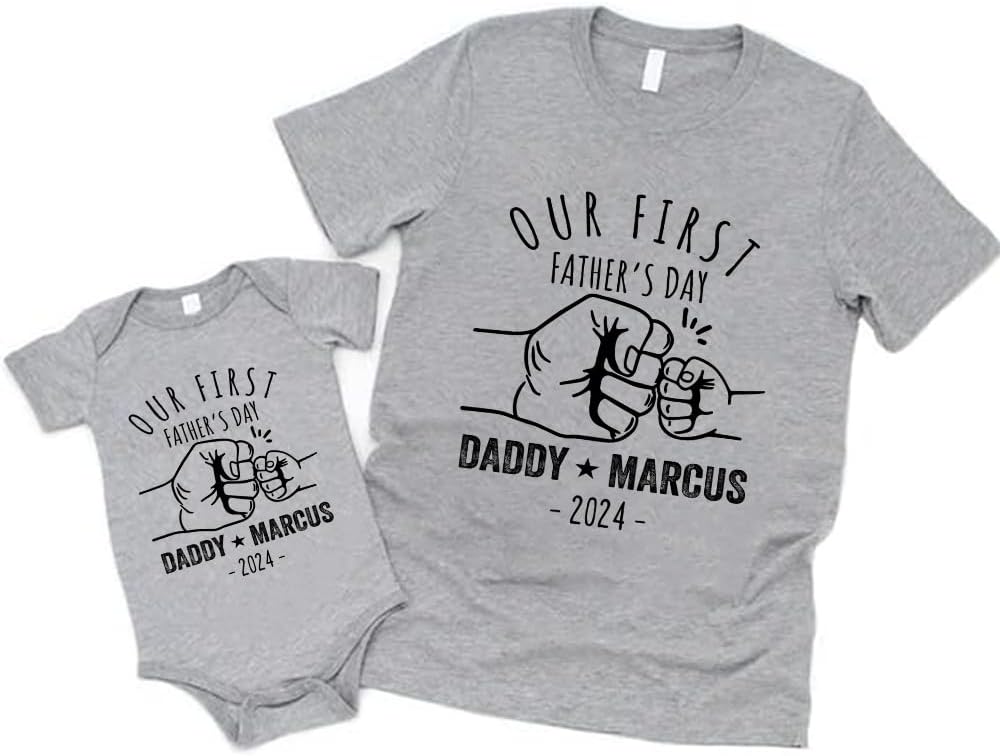 Personalized First Fathers Day Shirt, dad and Baby Matching Outfits, dad and Son Matching Shirts, Fathers Day Shirt